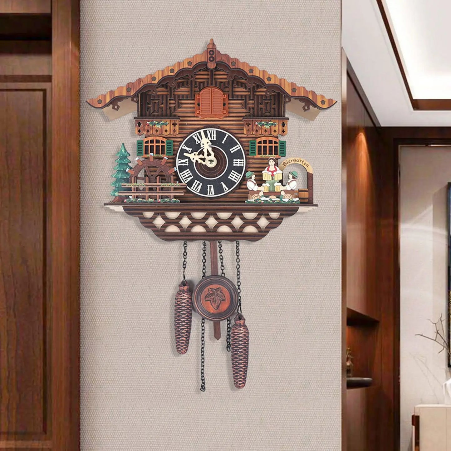 Combination Bird Cuckoo Wall Clock With Swing And Wings