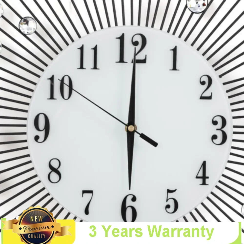 Display Sunburst Metal Wall Clock Luxury Modern Decor
