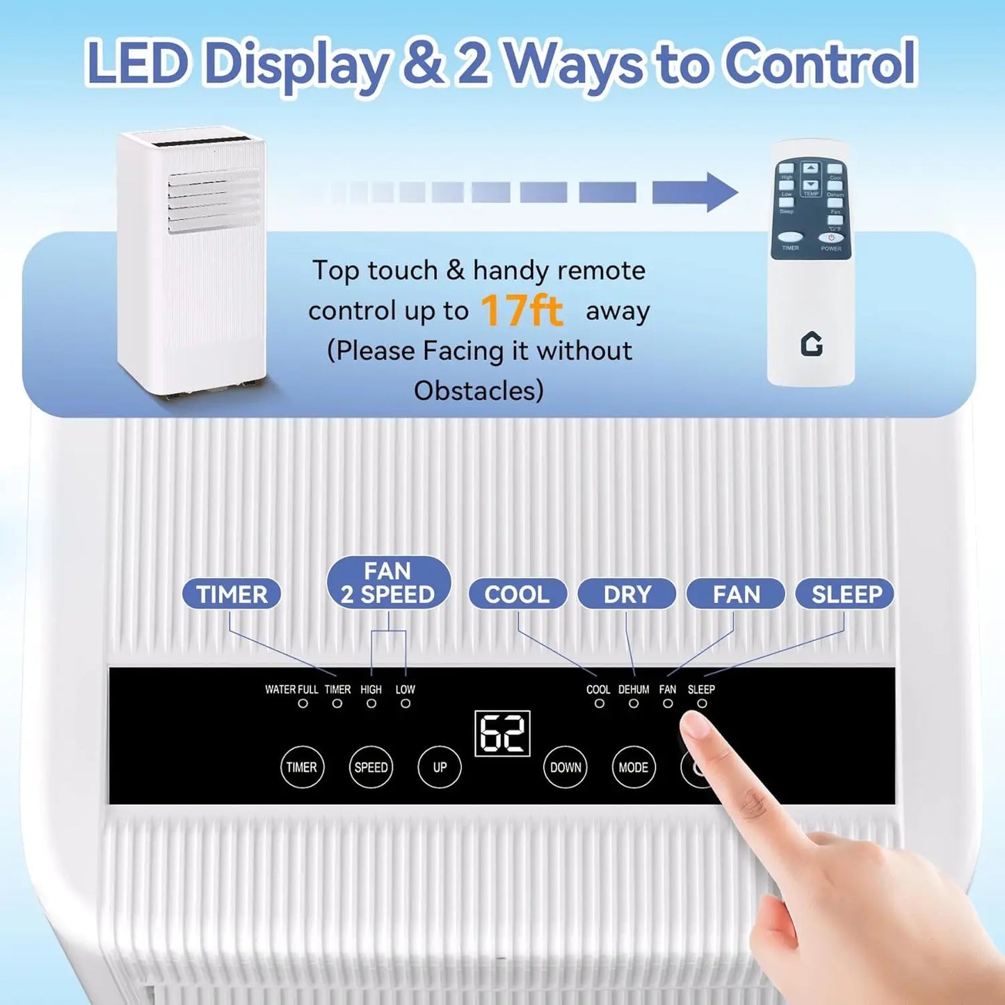 Acekool 10000 BTU Portable Air Conditioner With Dehumidifier And Remote Control For Up To 560 Sq Ft