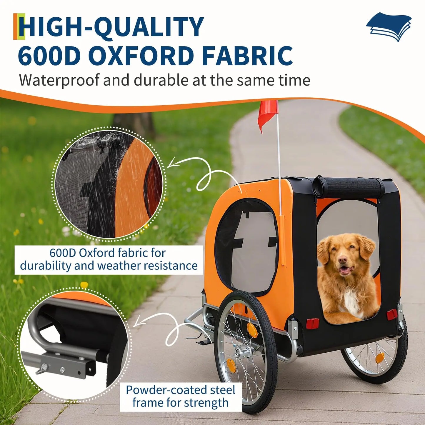 HiMISS Dog Bike Trailer Folding Pet Carrier Oxford Fabric