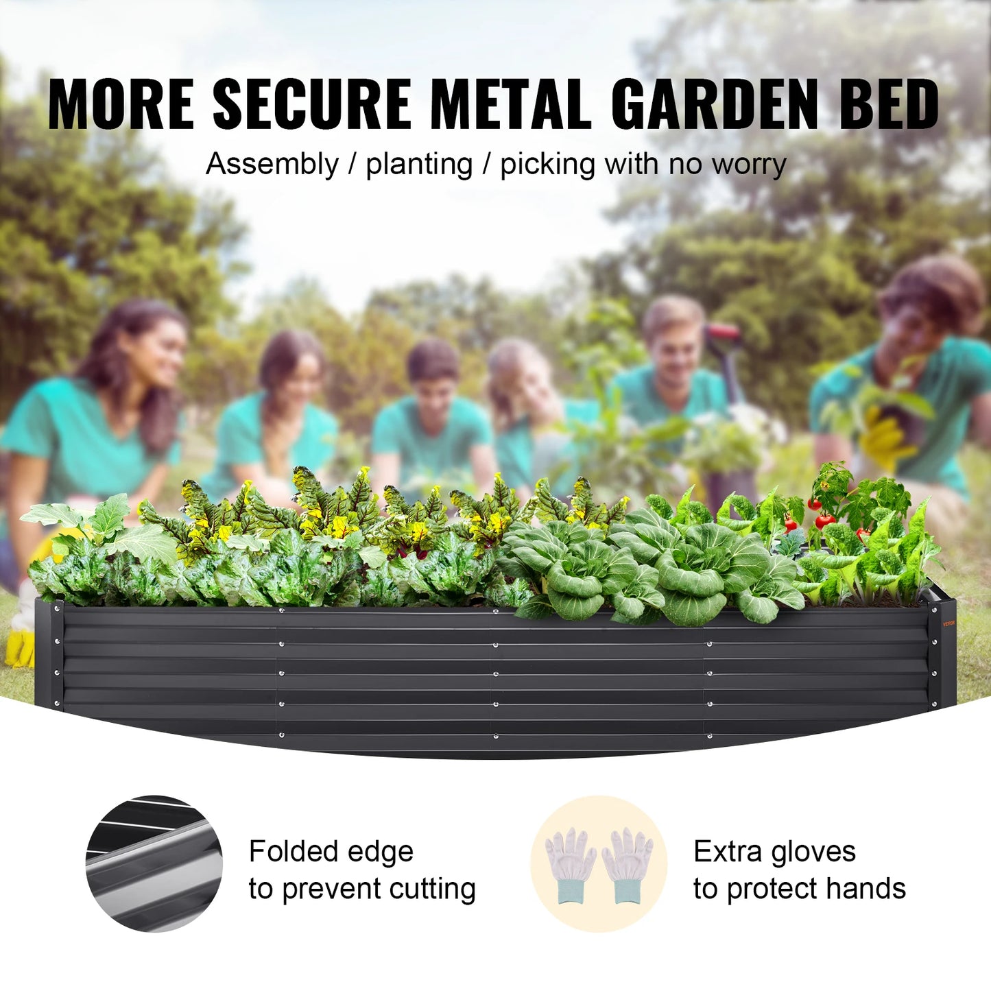 SucceBuy Raised Garden Bed Plastic And Metal Nursery Pots