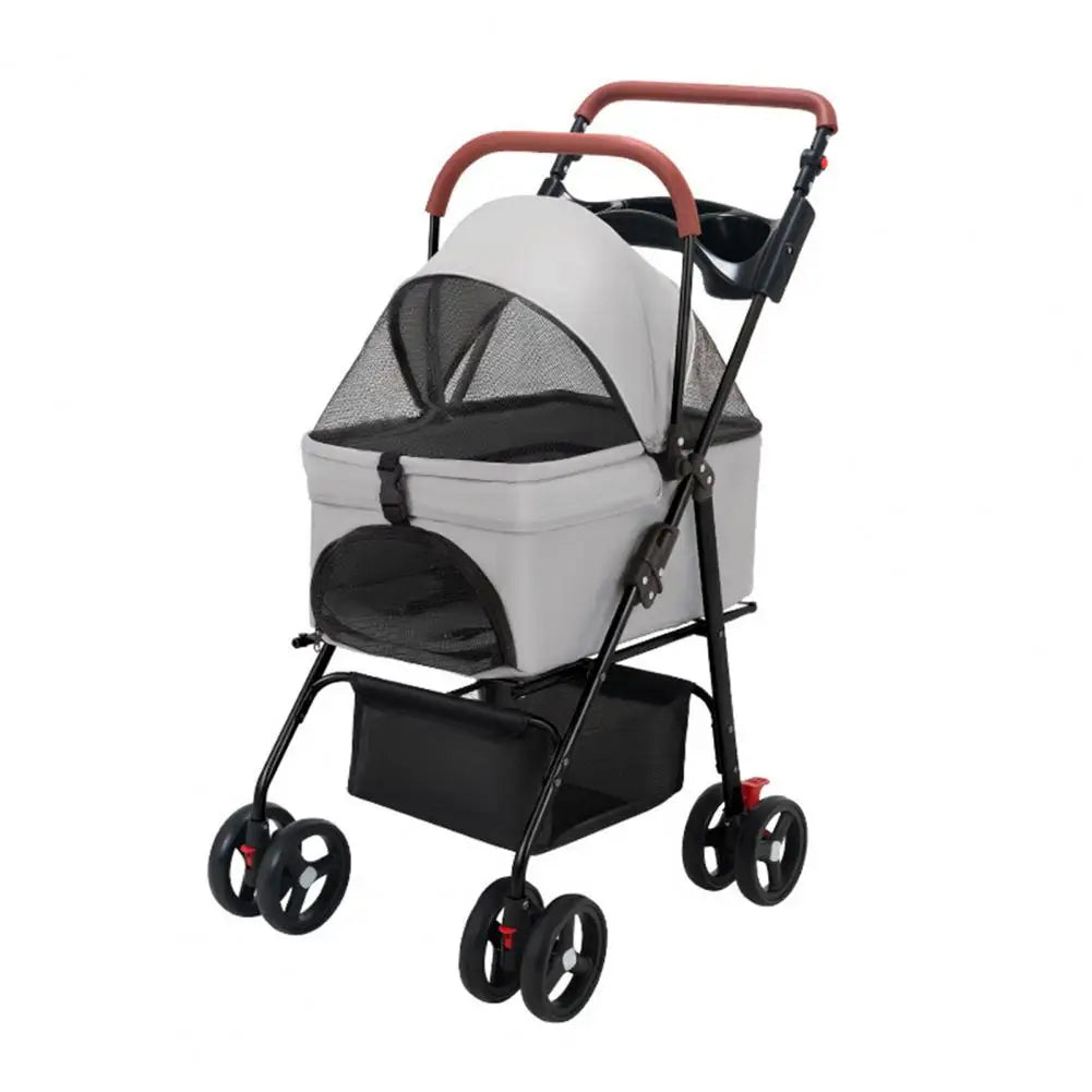 Breed Folding Dog Stroller Four Wheel Travel Carrier