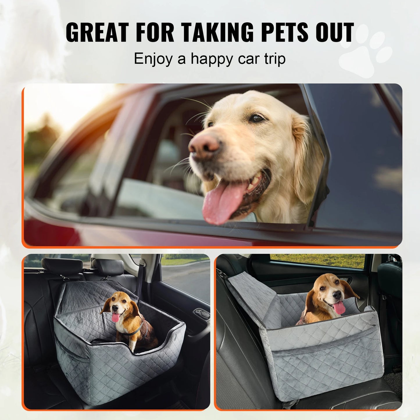 SucceBuy Dog Car Seat Booster With Storage Pocket Travel