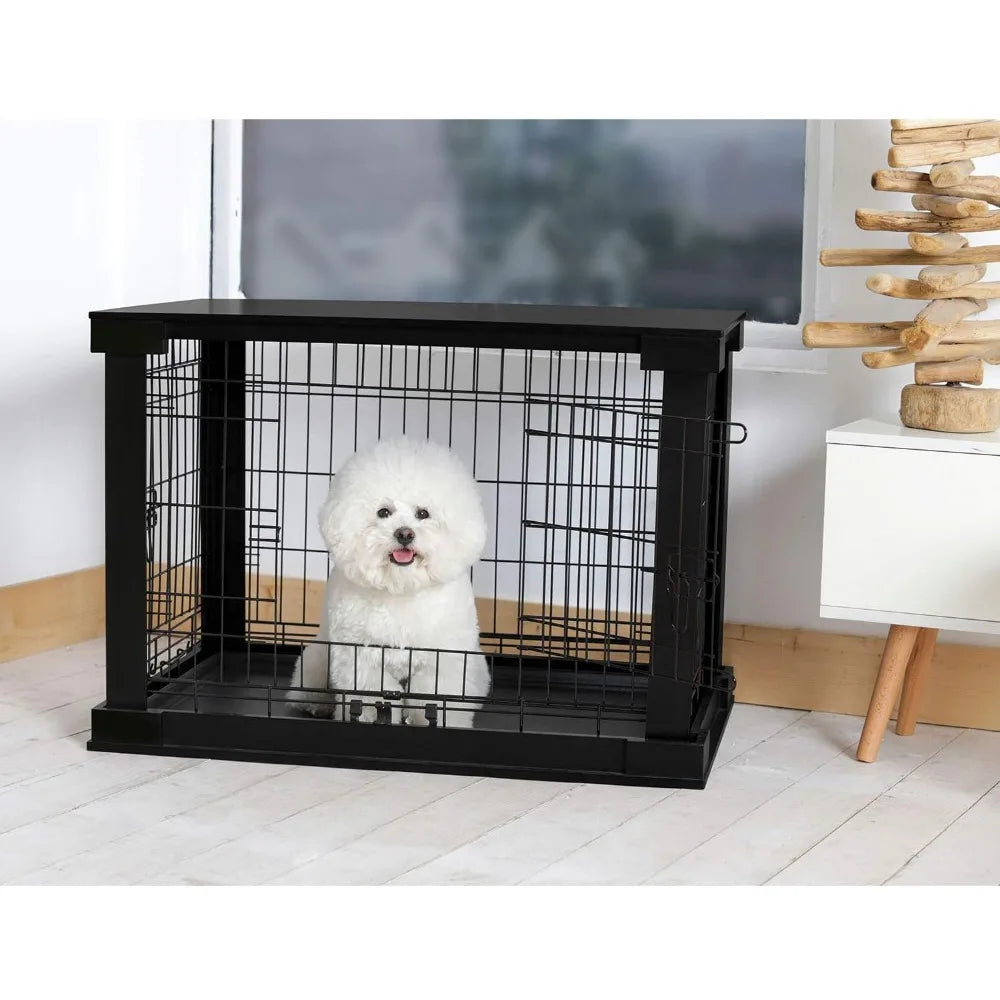 MKDK 2 Door Decorative Pet Kennel With Tray And Divider
