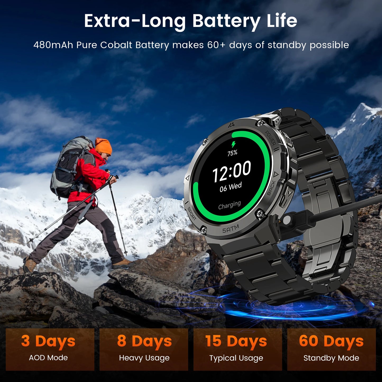 Hidamel T3E GPS Smart Watch For Men Compass Altimeter