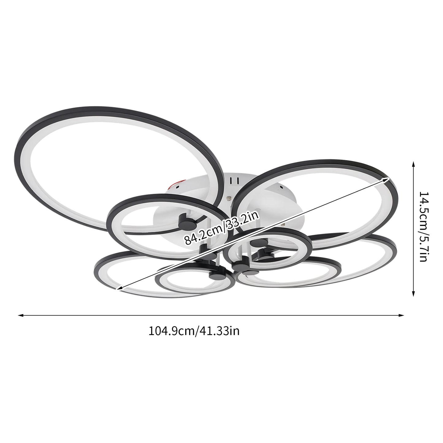 LED Dimmable Ceiling Light With Remote 8 Ring Flush Mount