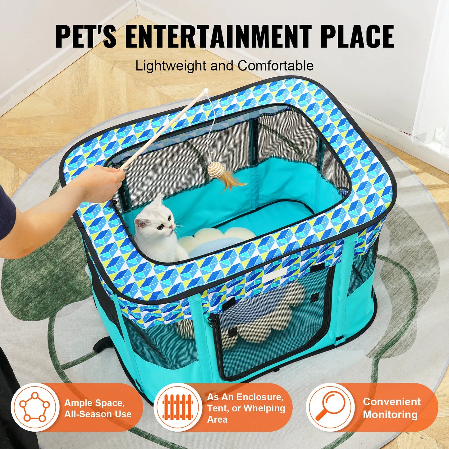 SucceBuy Portable Foldable Pet Playpen Tent Kennel Travel