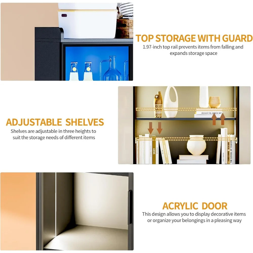 MKDK Lighted 5-Tier Display Cabinet With Acrylic Doors