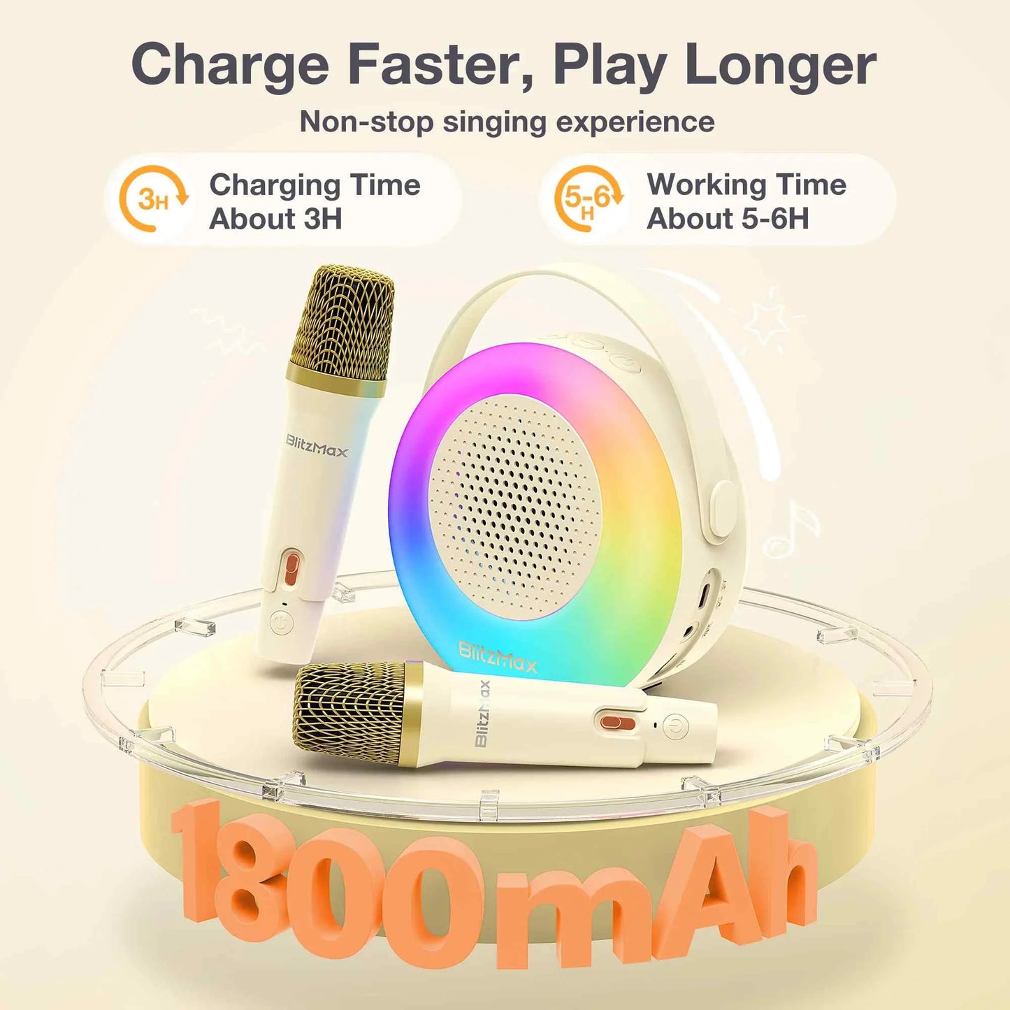 ELEGIANT BM K10 Karaoke Machine Portable Bluetooth 2 Mics