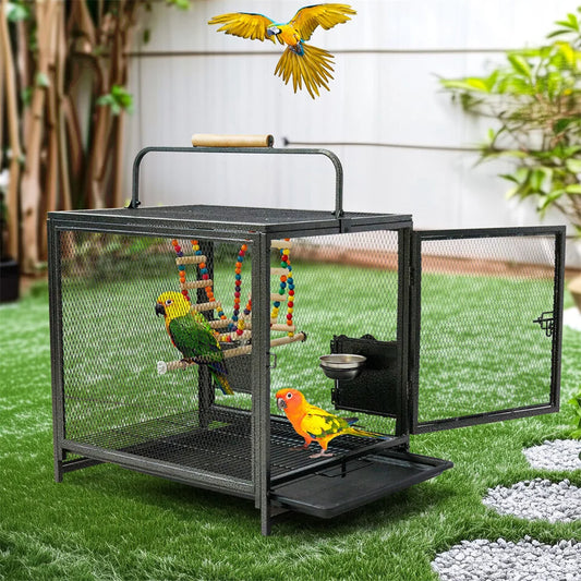 Heavy Duty Wrought Iron Travel Bird Cage With Perch