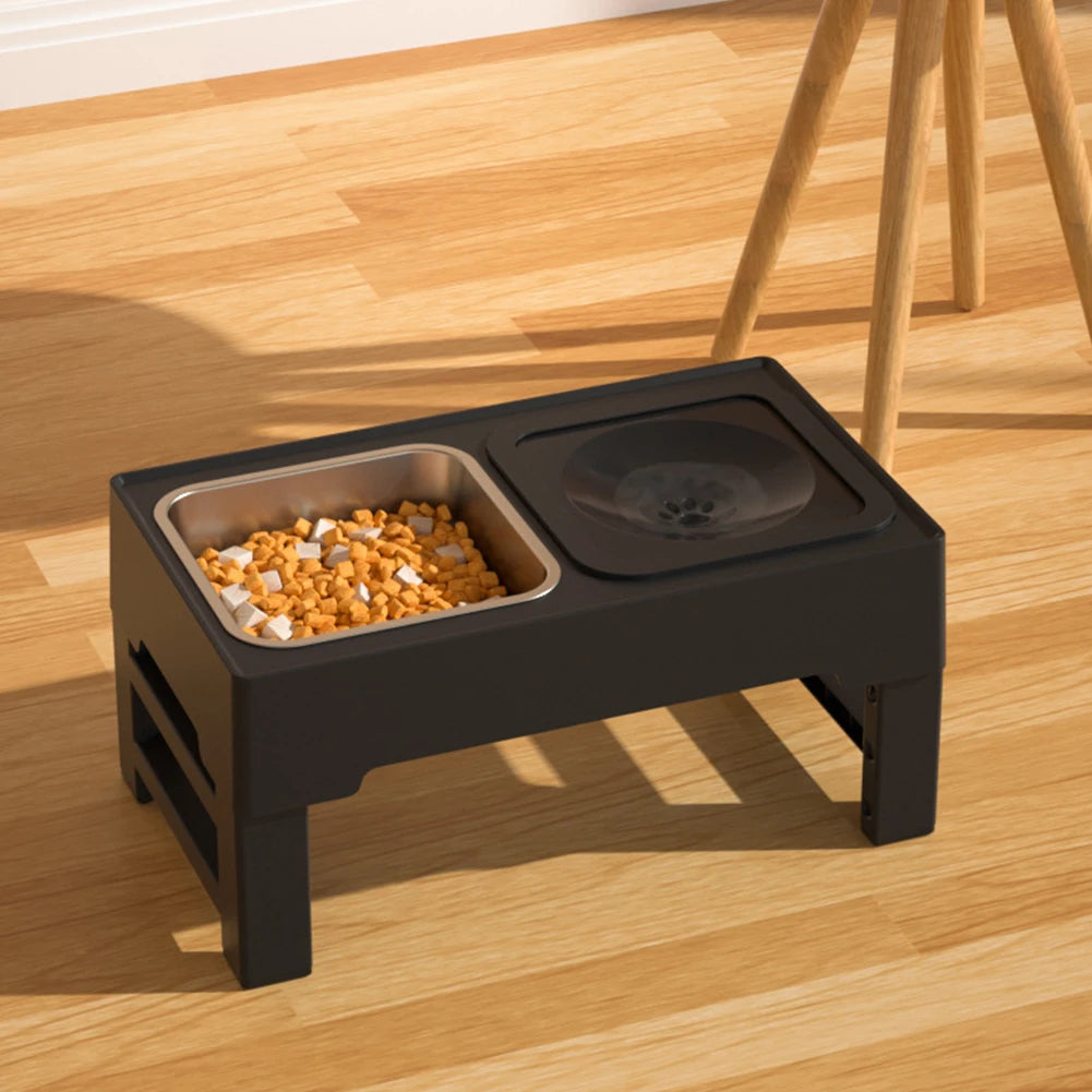 Hign-concerned Ergonomically-Adjustable Canine Feeding Station Bowls Slow Feeder