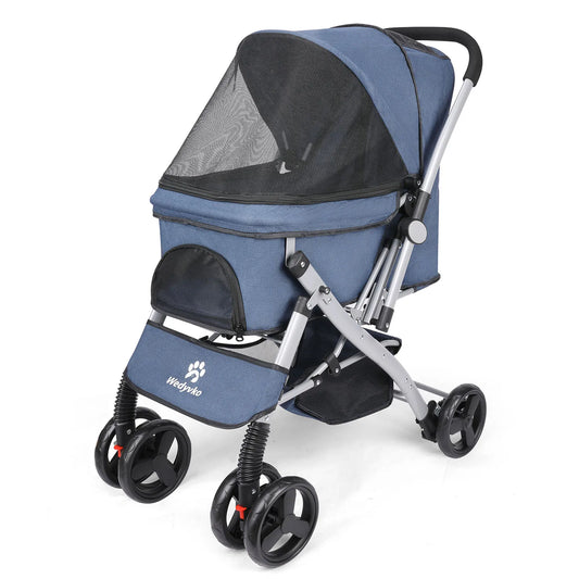 Wedyvko Foldable Cat Dog Stroller Detachable Travel Carrier