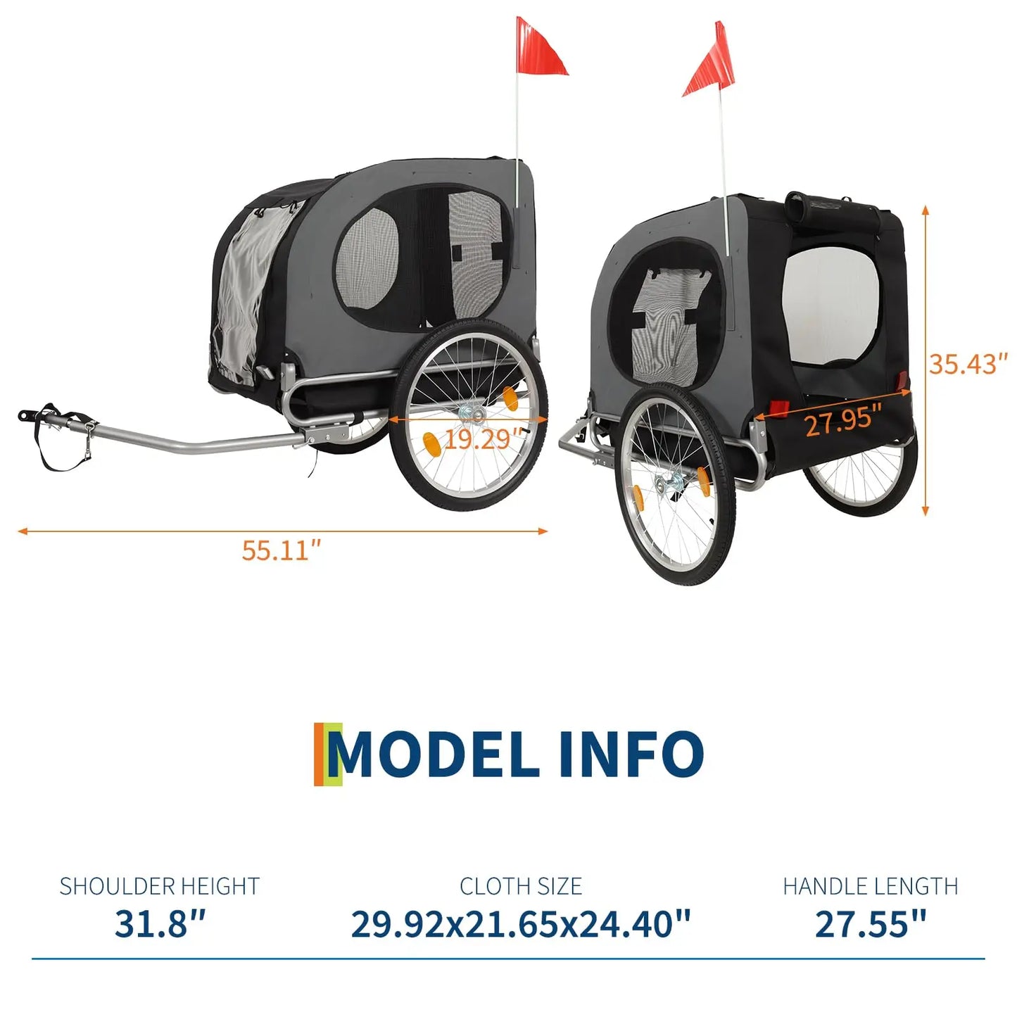 HiMISS Dog Bike Trailer Folding Pet Carrier Oxford Fabric