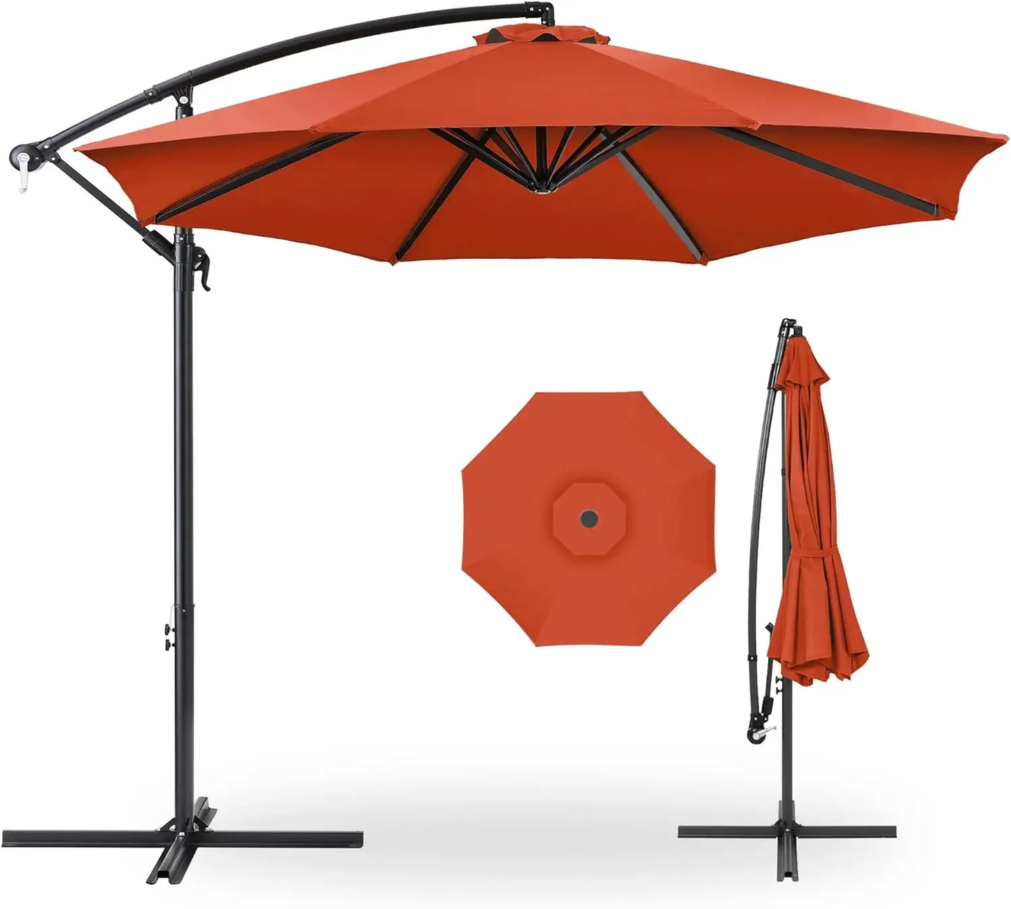 10ft Offset Hanging Patio Umbrella With Tilt And 8 Ribs