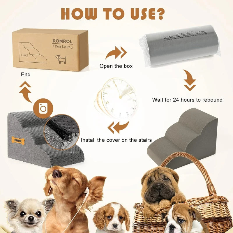 Dog Door Rompol 3-Step Fabric Dog Steps Stable Design
