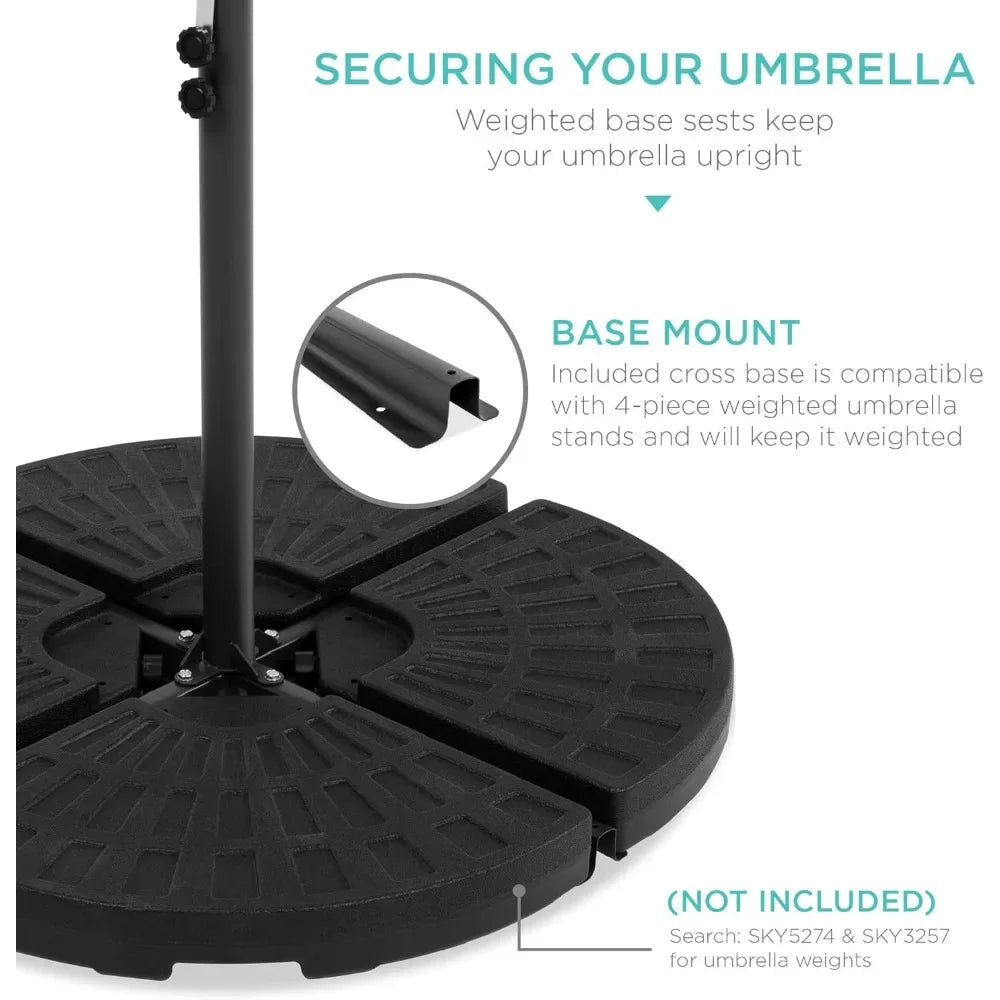 10ft Offset Hanging Patio Umbrella With Tilt And 8 Ribs