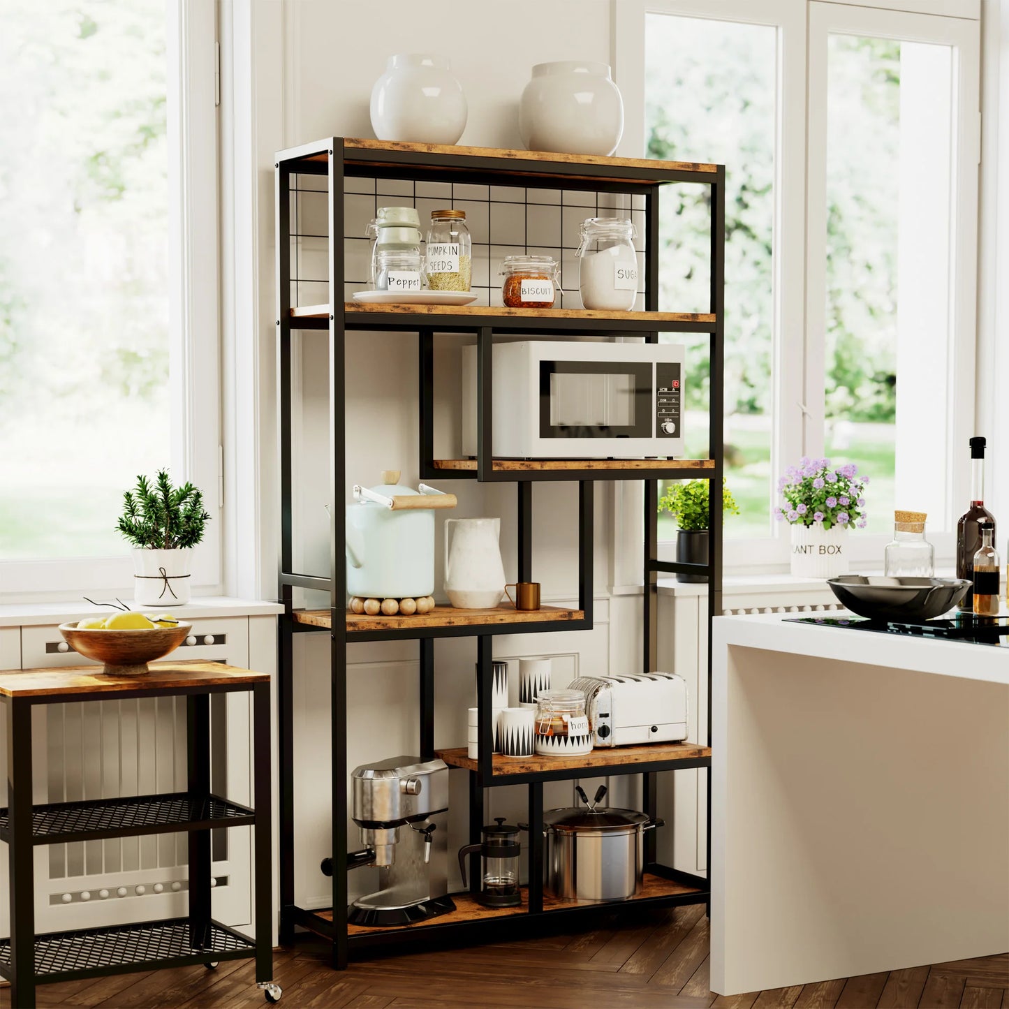 Ironck 6 Shelf Industrial Etagere Bookcase Metal Frame