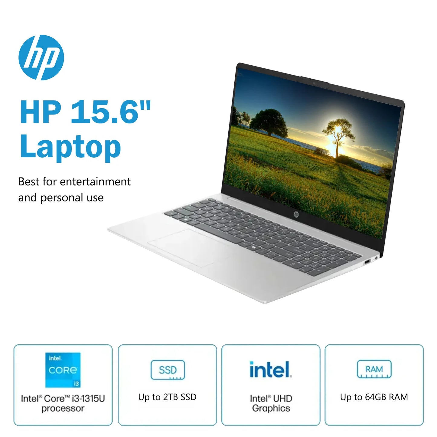 HP 15.6 Touchscreen Laptop Intel Core I3 64GB 4TB SSD