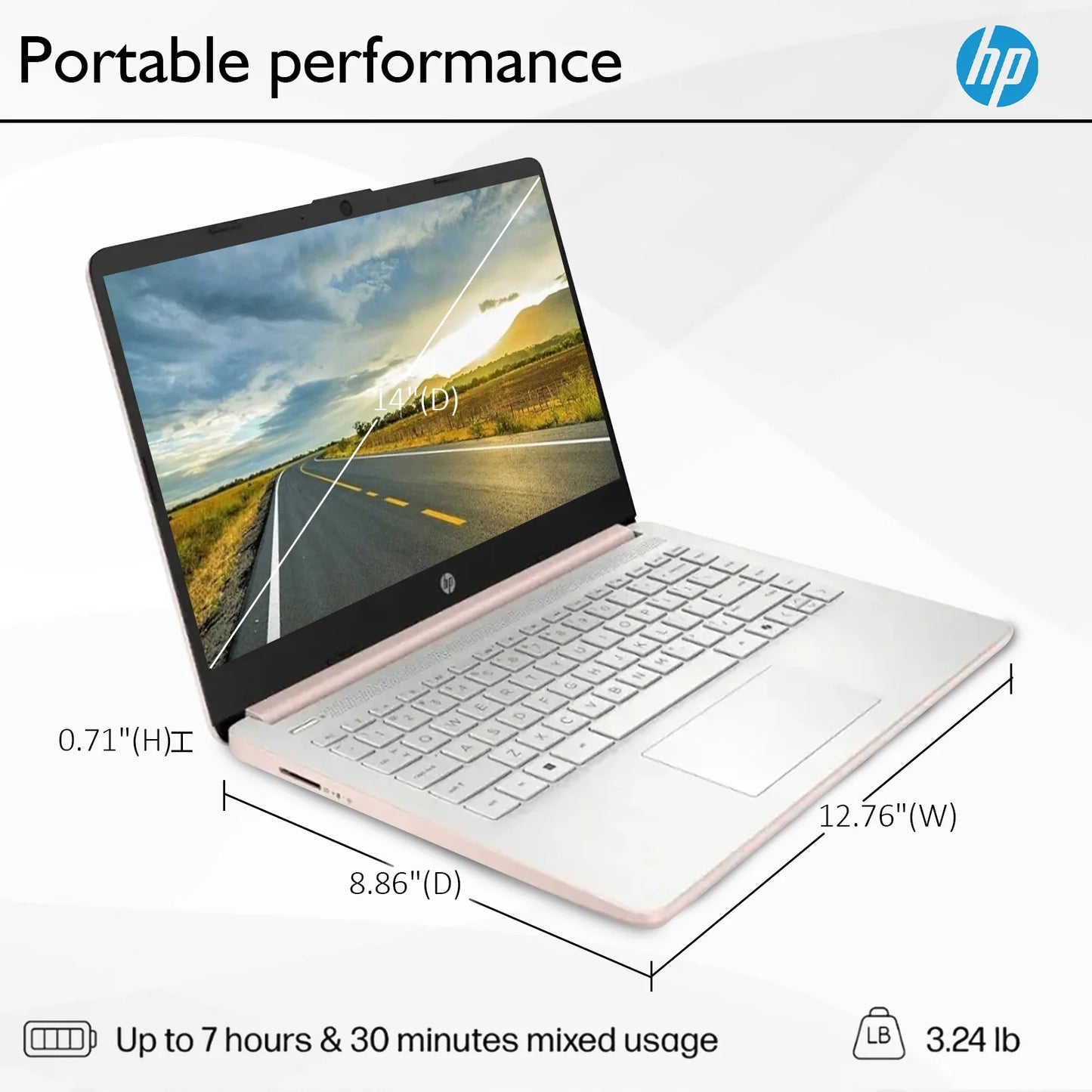 HP 14 Inch Laptop Intel N150 16GB RAM 384GB SSD Windows11