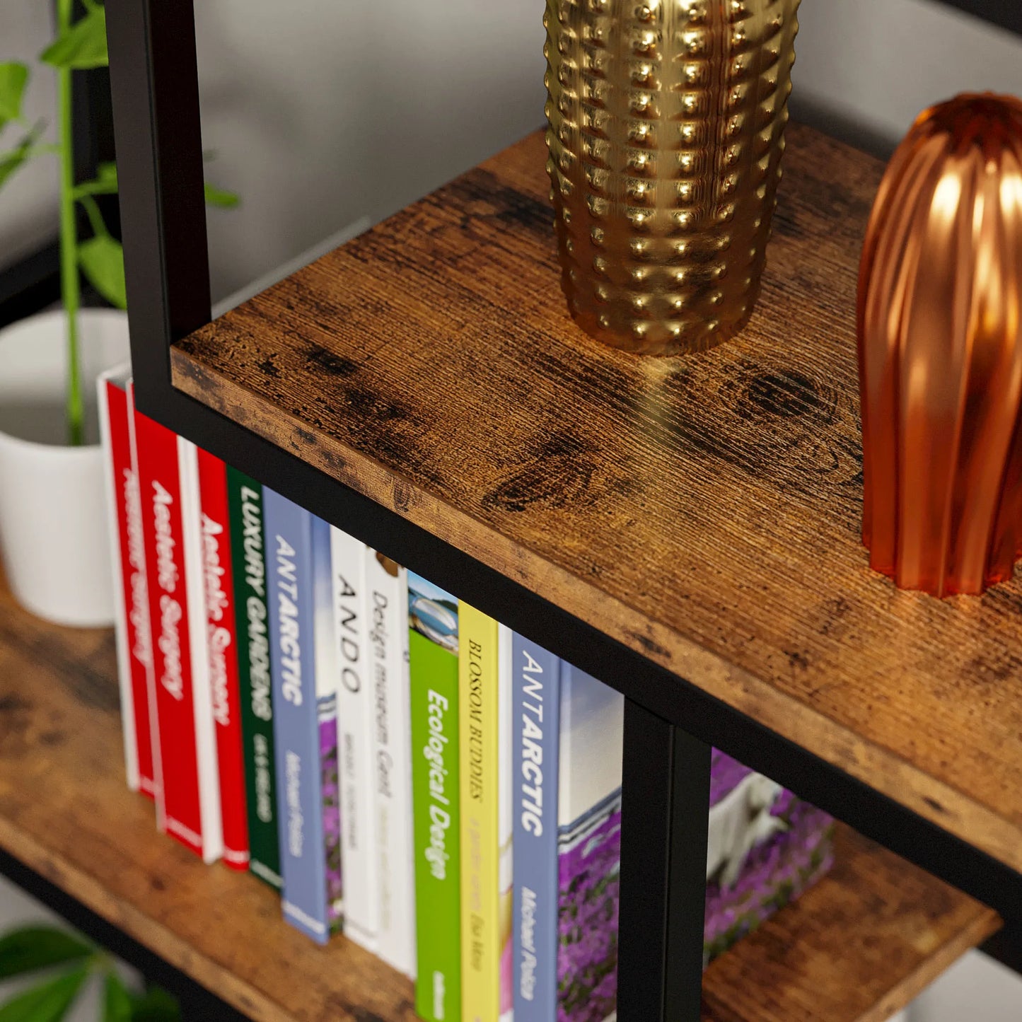 Ironck 6 Shelf Industrial Etagere Bookcase Metal Frame