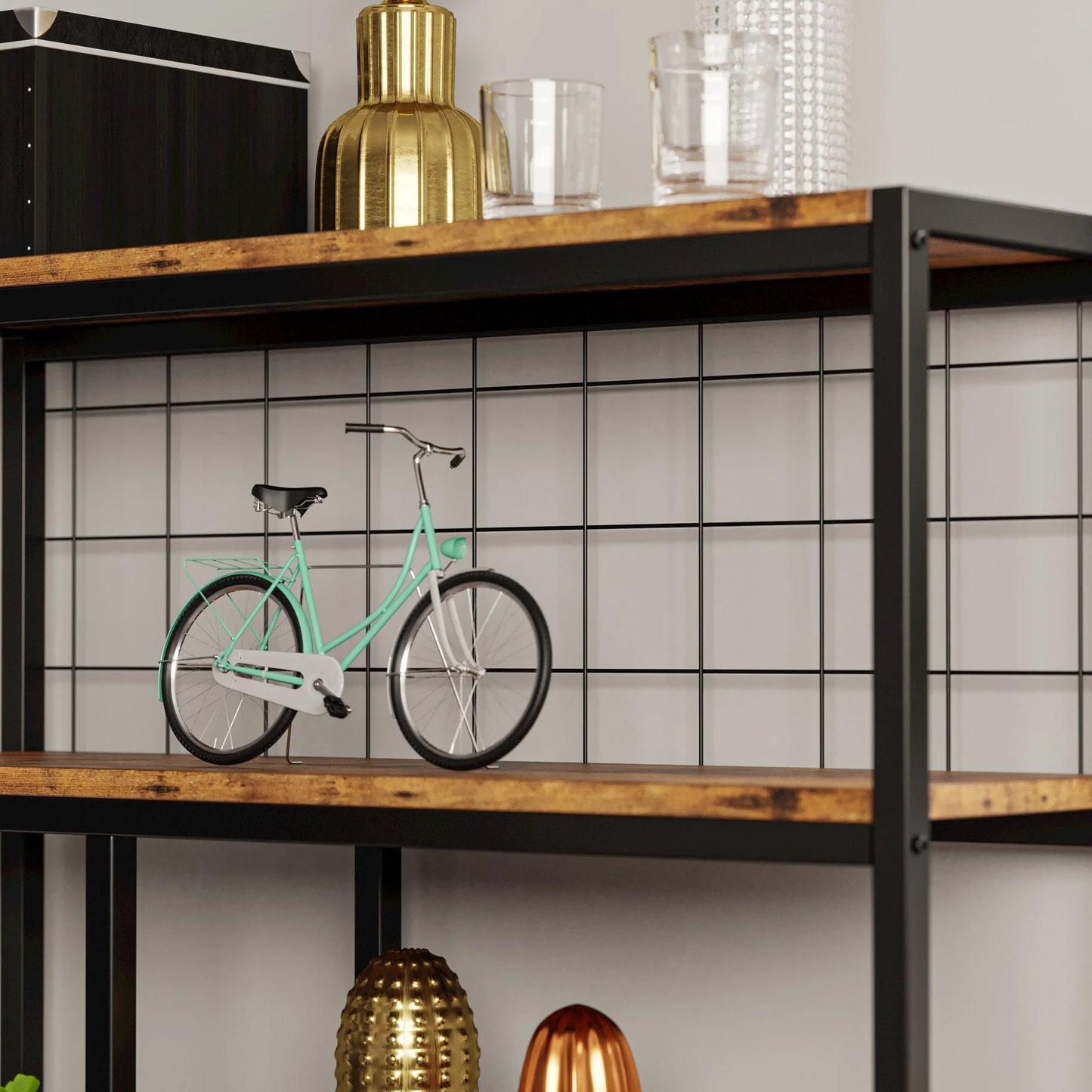 Ironck 6 Shelf Industrial Etagere Bookcase Metal Frame
