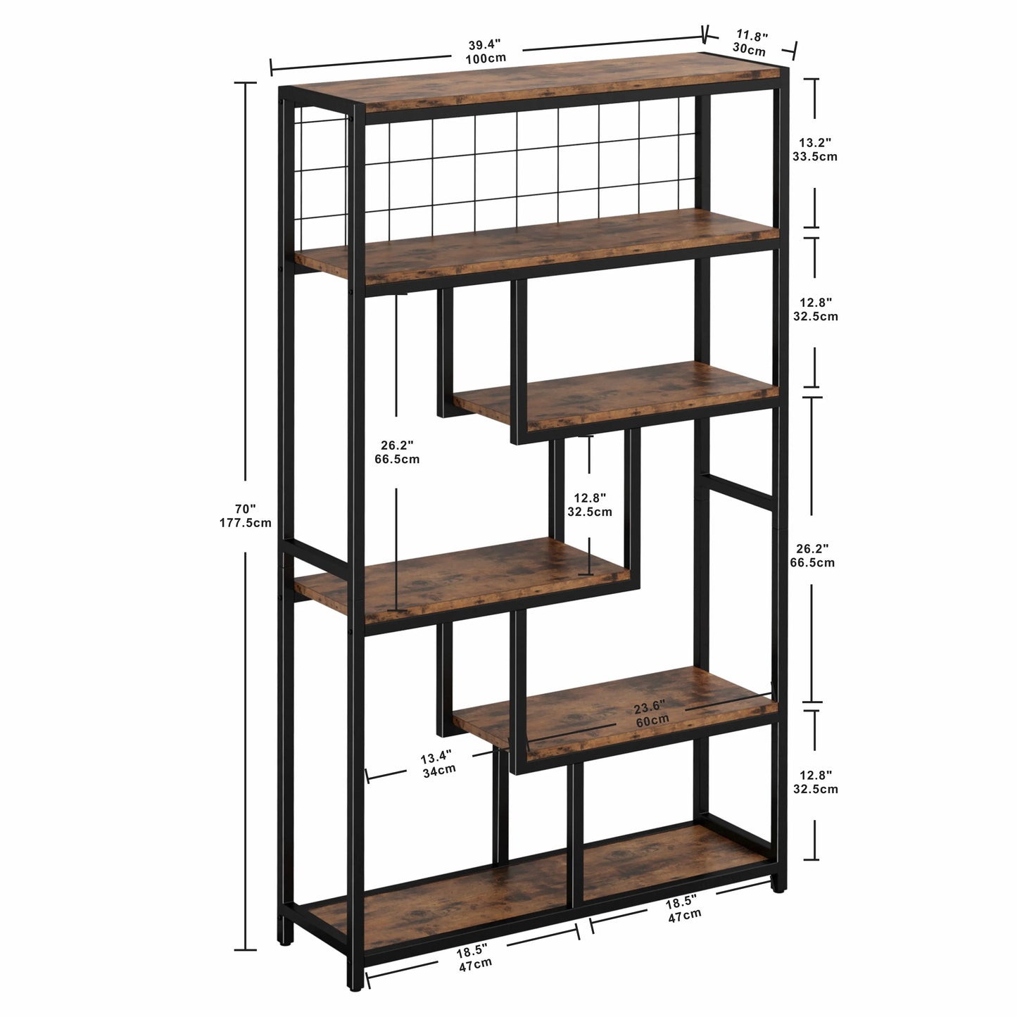 Ironck 6 Shelf Industrial Etagere Bookcase Metal Frame