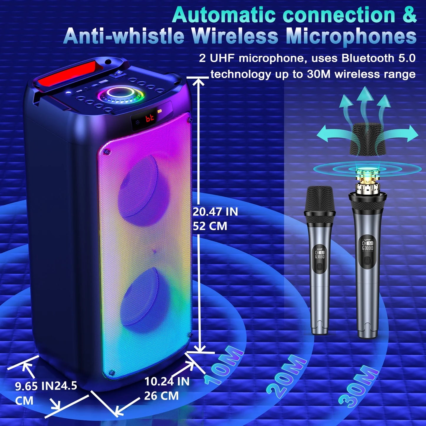 FanFun Wireless Karaoke Speaker With Bluetooth And Mics