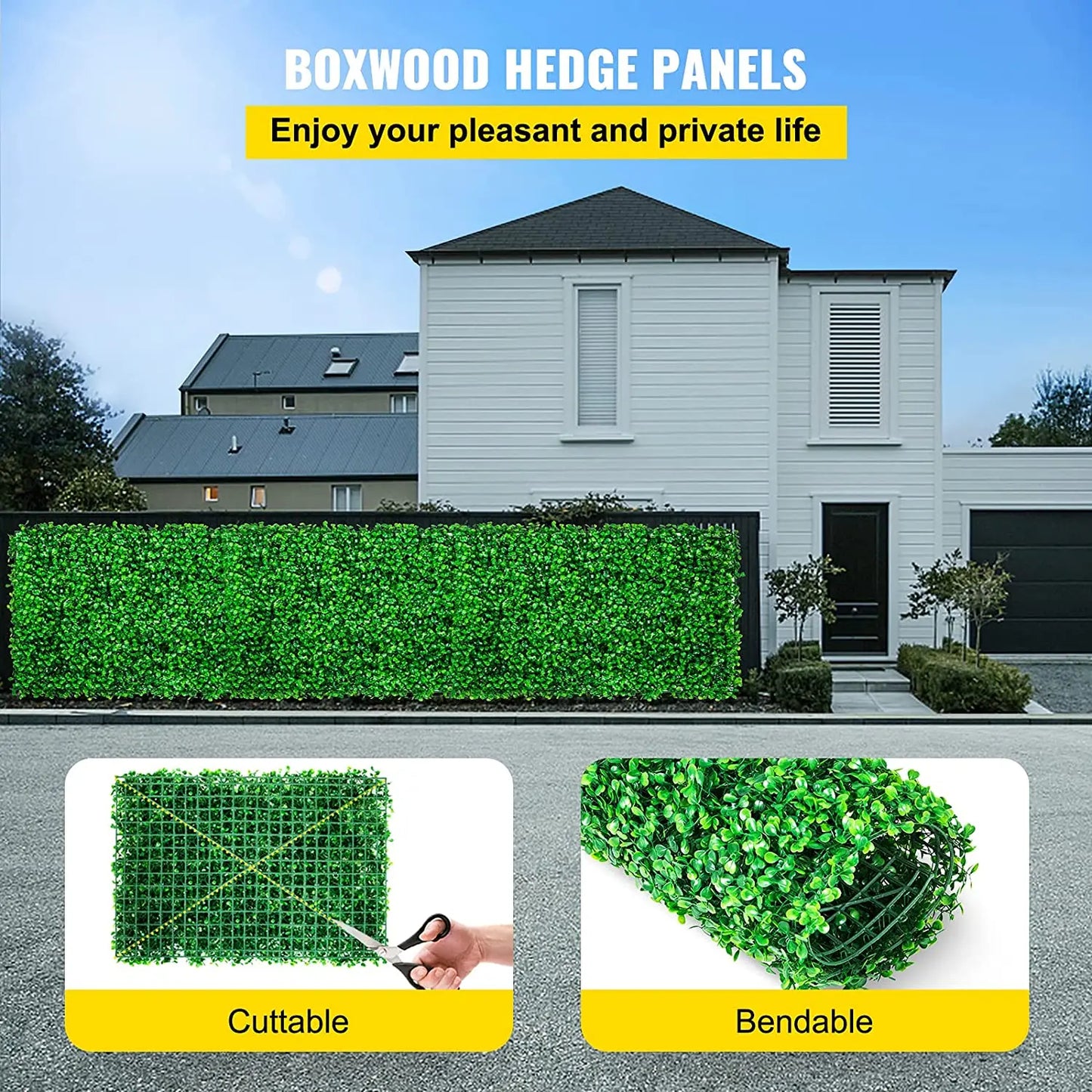 Shanghai Boxwood Hedge Wall Panels Artificial Plant Backdrop For Home Decor And Privacy