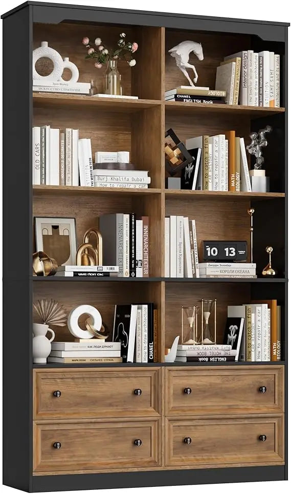 71 Inch Tall Bookshelf With 4 Drawers 6 Tier Wide Storage