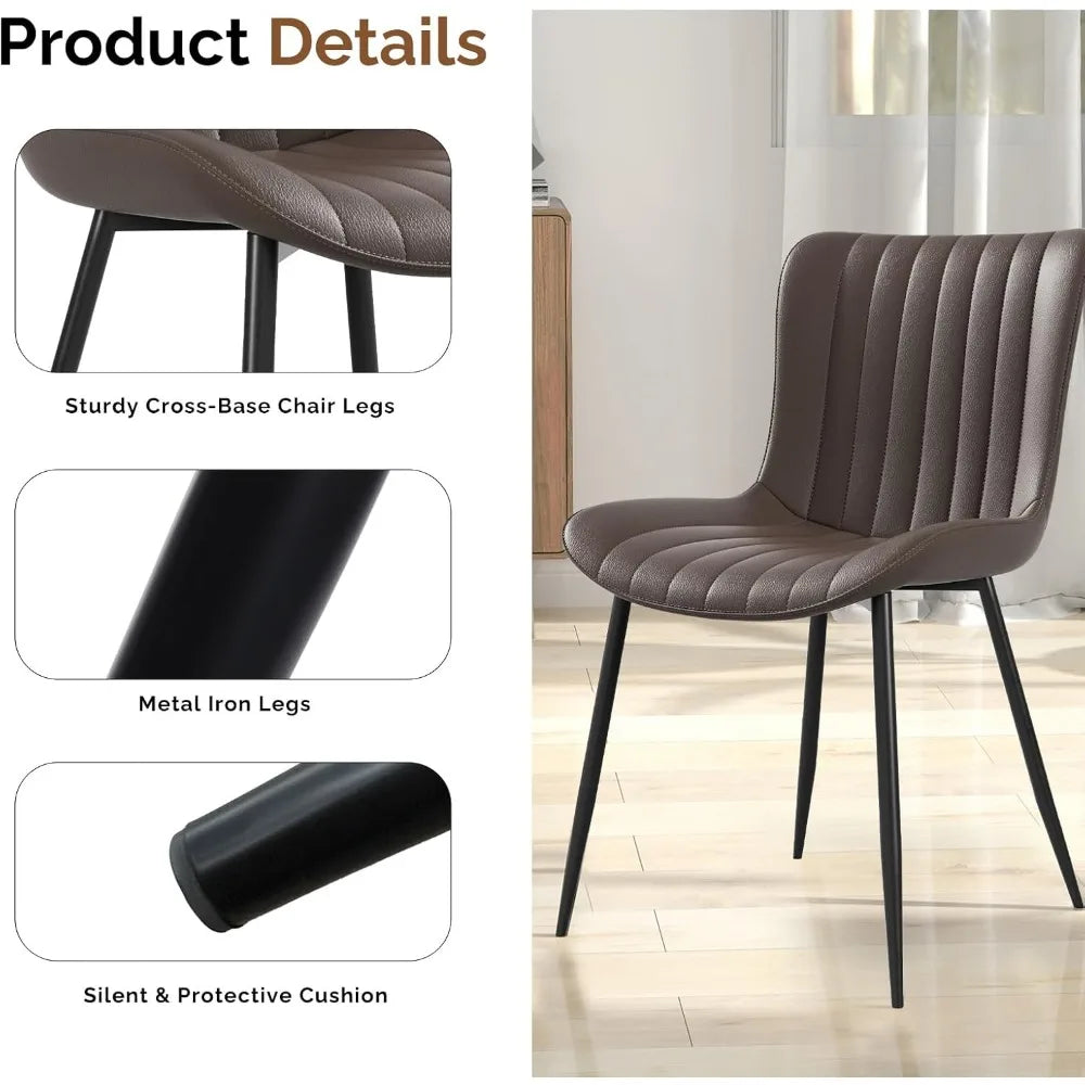 MKDK Leather Dining Chairs Set Of 4 With Wood And Metal Frame