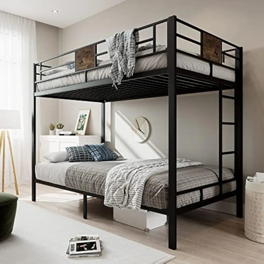 MUTICOR Twin Over Twin Bunk Bed Metal Frame With Stairs