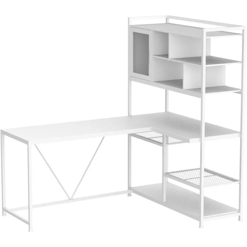 L Shaped Computer Desk 58 Inch Office Corner Desk With LED