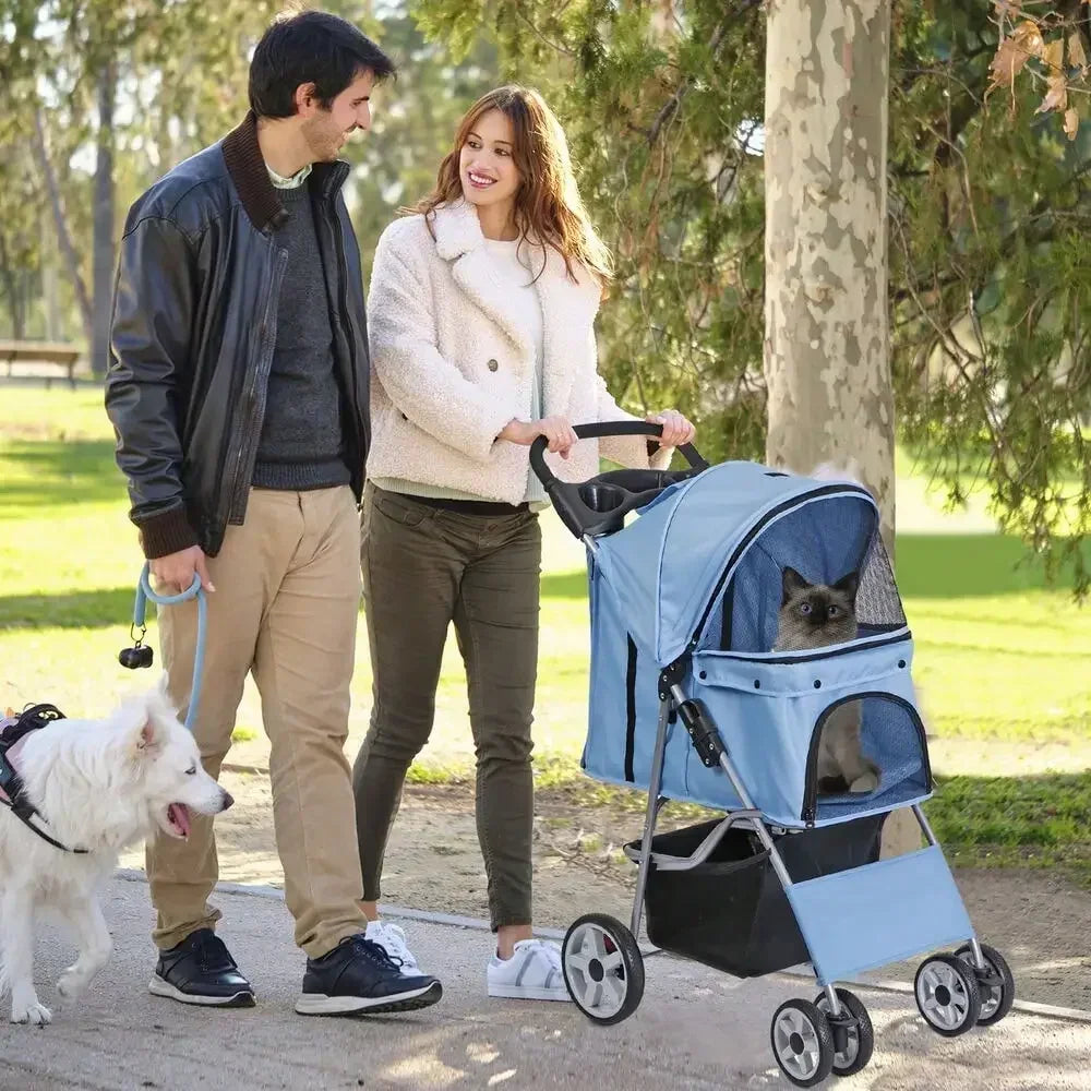 Breed 4 Wheel Pet Stroller Foldable Carrier Jogger