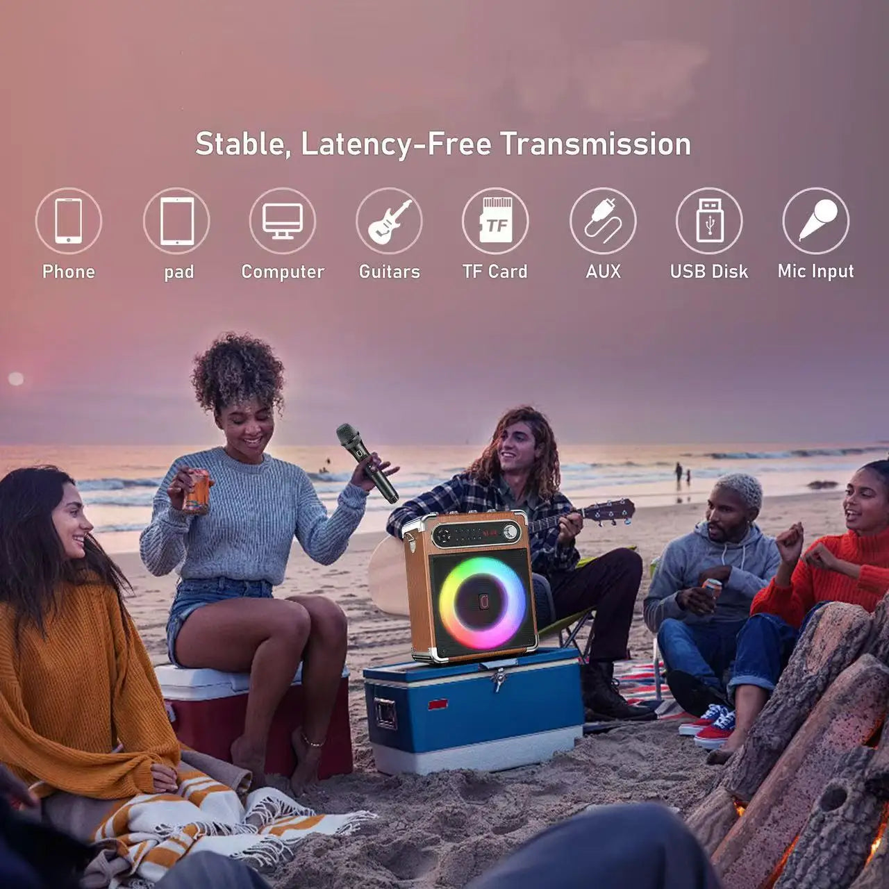 FanFun Karaoke System With Bluetooth Speaker And Mics