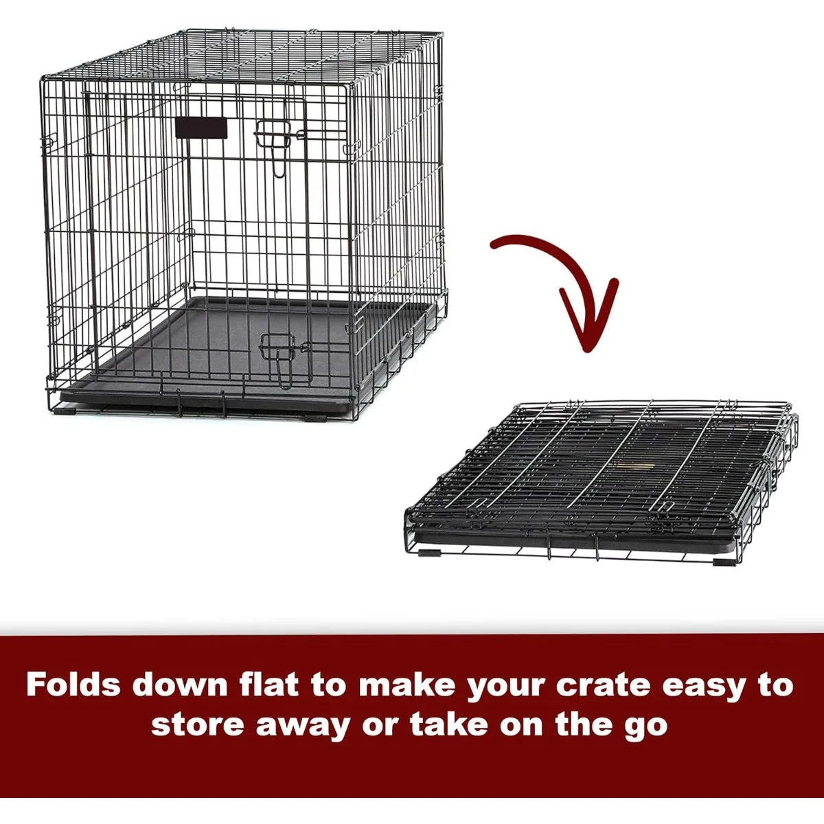Heavy Duty Steel Double Door Dog Crate For Large Breeds