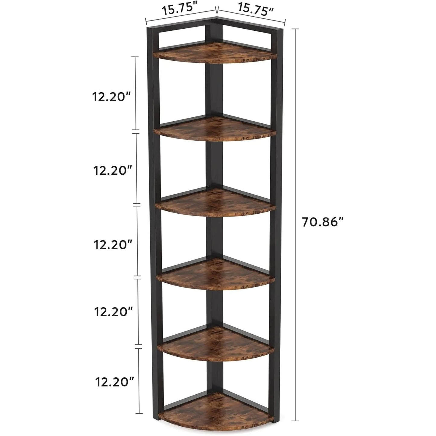 6 Tier Tall Corner Bookshelf With Storage Rack For Home