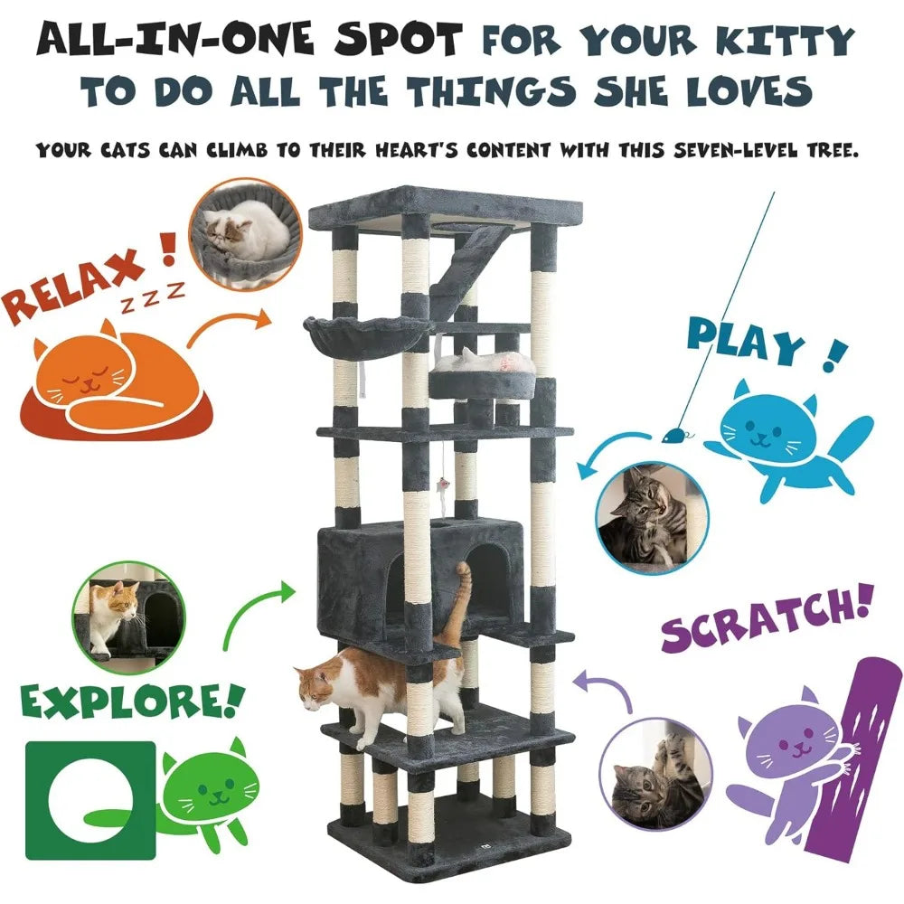 MWPO Cat Tree With Sisal Scratching Posts And Condo