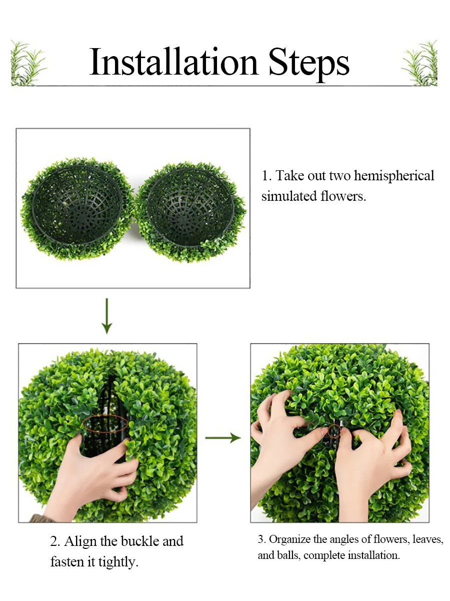 TWISTER Two Pack Artificial Flower Ball Hanging Pendant For Indoor Outdoor Decor Orbs