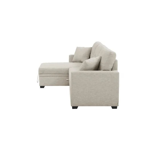 83 Inch Pull Out Sofa Bed With Two Pillows For Four
