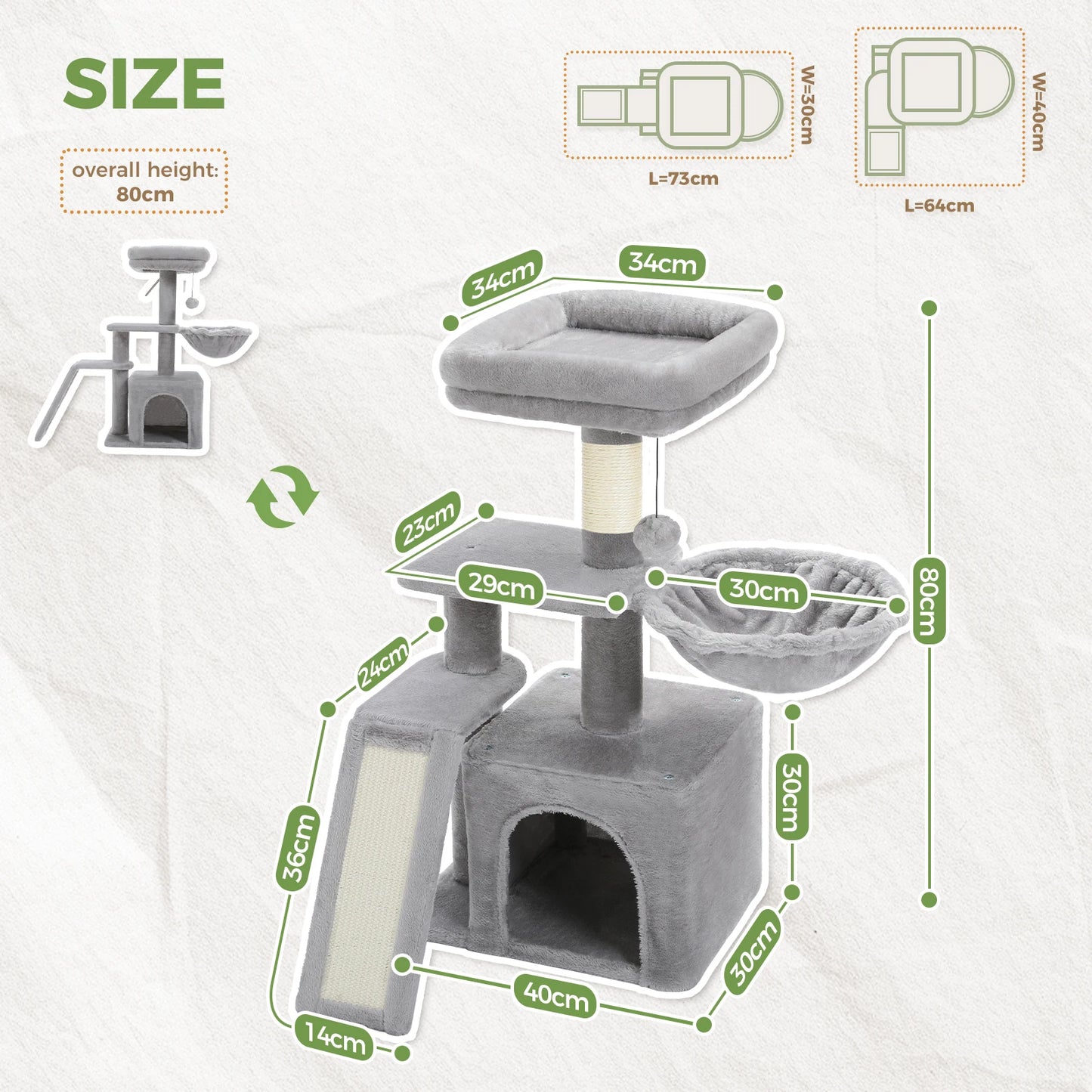 PAWZ Road Cat Tree Indoor Cats Three Tier Activity Tower