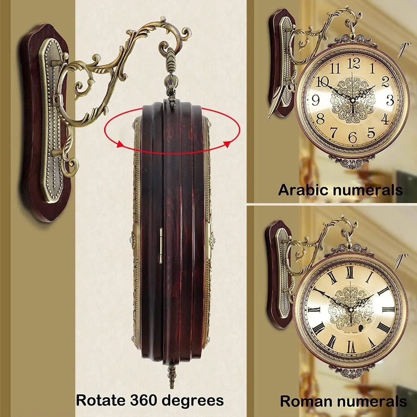 Hign-concerned European Double Sided Wall Clock Indoor