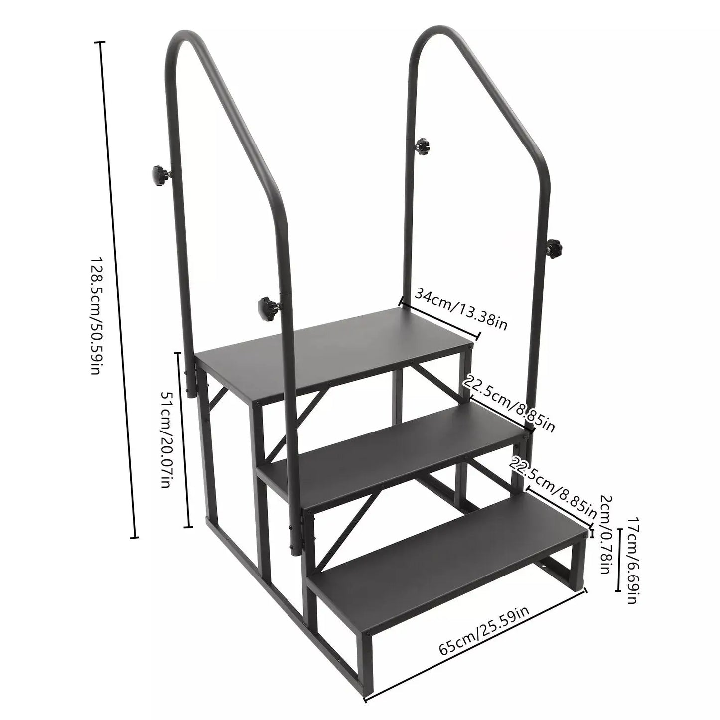 IndustrialGrade Stainless Steel ThreeStep Stairs With Ergonomic Handrails Mobility
