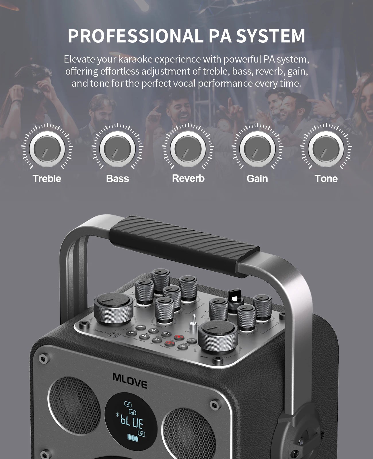 MLOVEC D5 Karaoke Machine With Bluetooth And Microphones