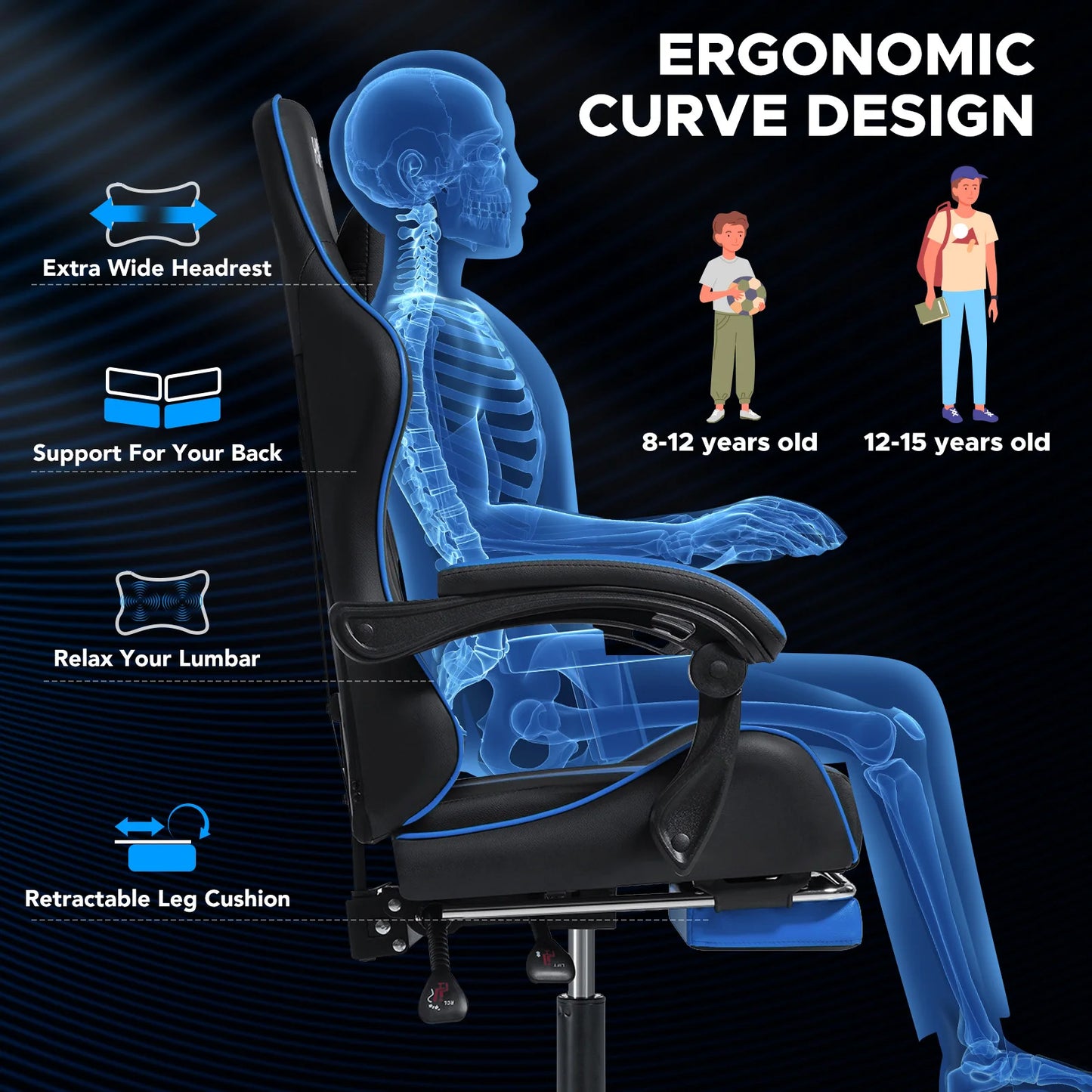 Hommpa Massage Gaming Chair for Kids With Lumbar Support