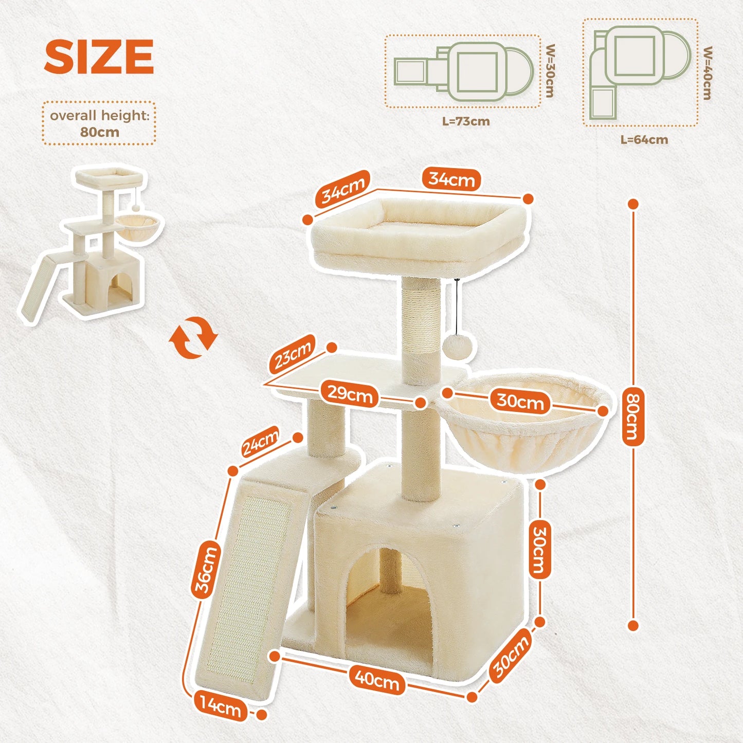 PAWZ Road Cat Tree Indoor Cats Three Tier Activity Tower