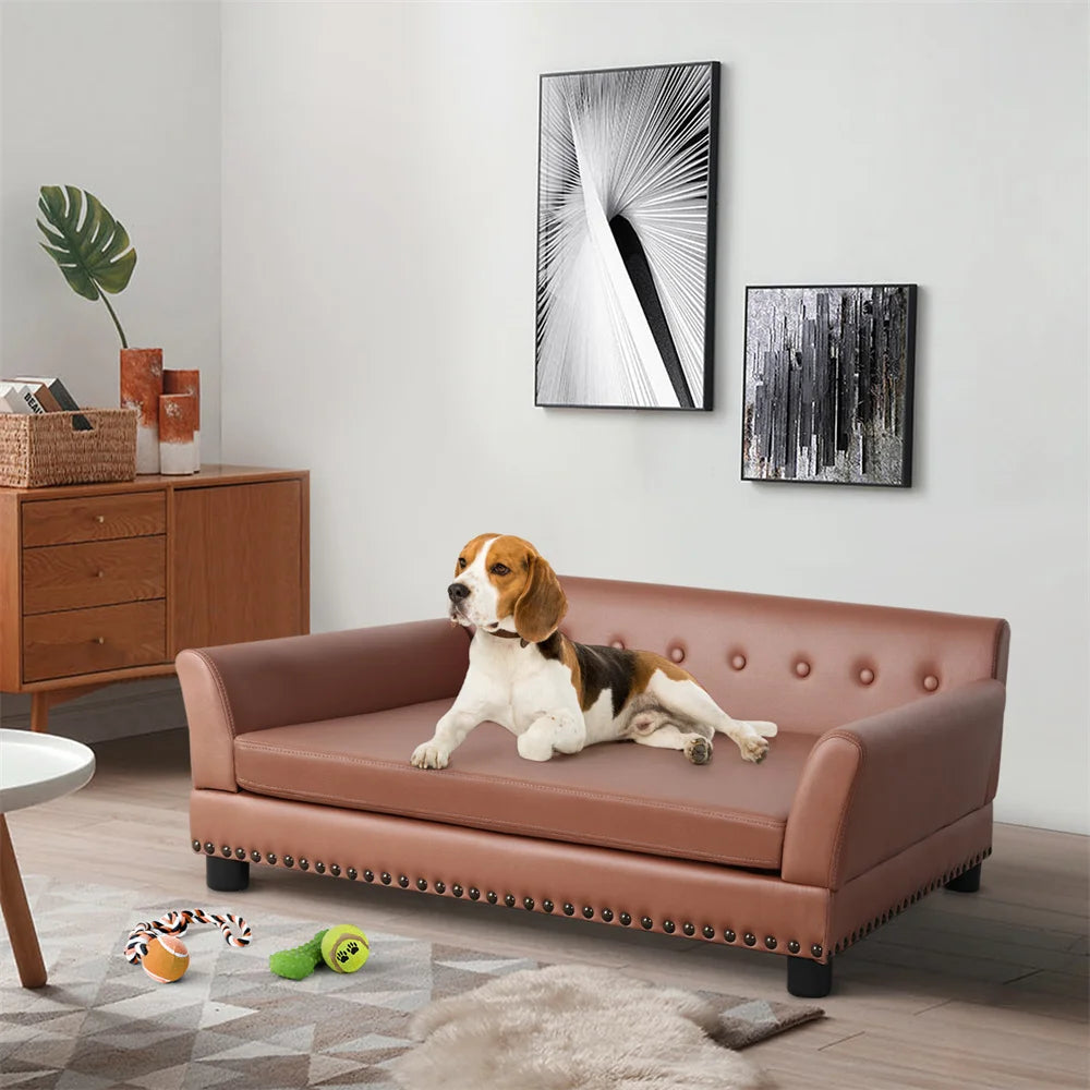 Heavy Duty Large Raised Dog Sofa Bed Cushioned Velvet