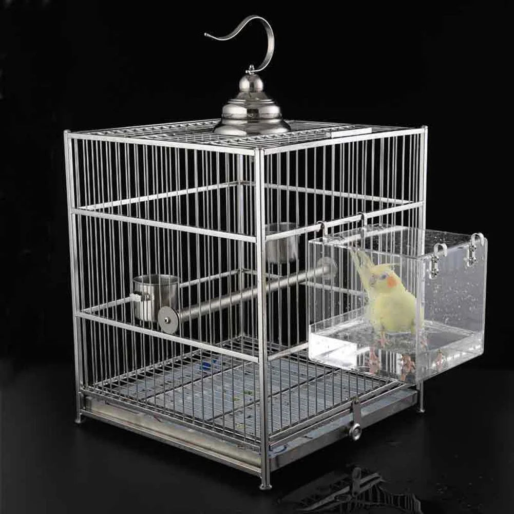 TWISTER.CK TranslucentAcrylic Bird Bath Box HangingInstallation WaterBathSystem CageAccessory