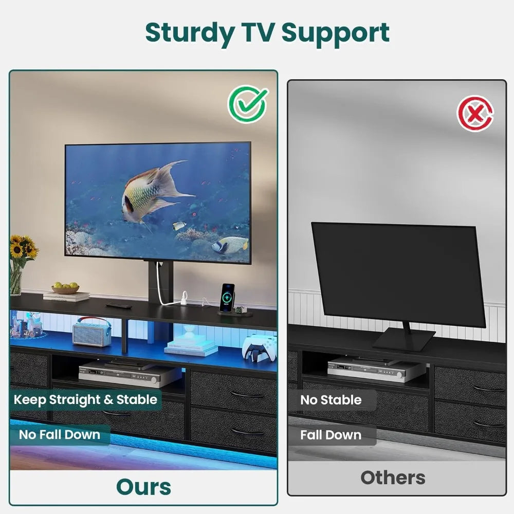 ZHUXIANG Modern TV Stand With Mount And Storage Outlets
