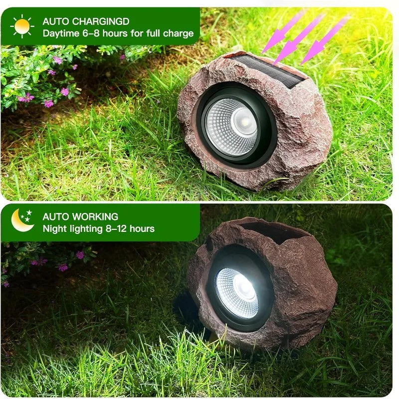 High-Concerned Solar Rock Lights for Lawn and Pathways