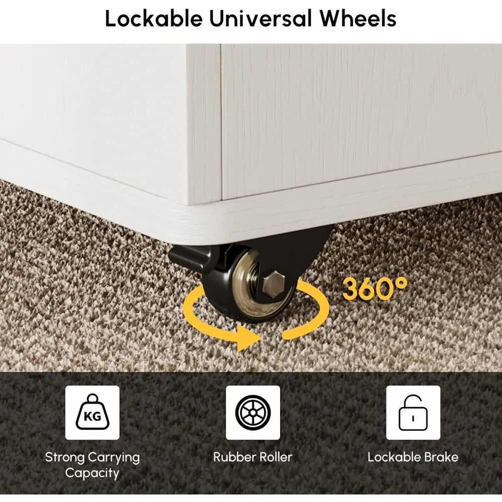 White Lift Top Coffee Table with Hidden Storage and 4 Stools Modern Multi-Function Folding Center Table on Casters
